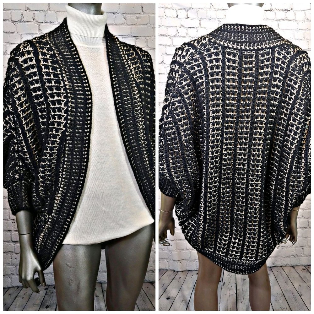 Joan Vass Black Sweater Cardigan Shrug Small